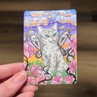 ACEO Original Painting Fantasy Glitter Cat Roses Sunset Glitter by ReverieBeasts — photo 1