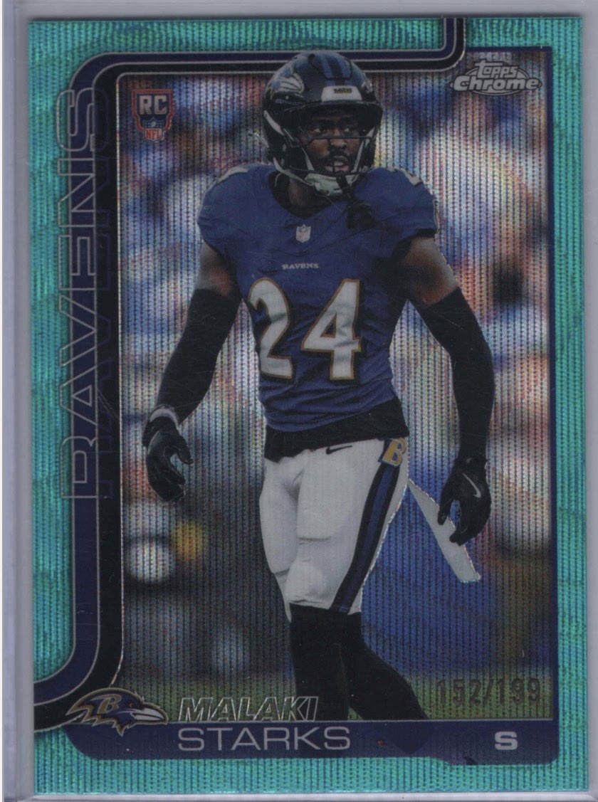 2025 Topps Chrome - Rookies Malaki Starks #347 Blue Wave Refractor /199 (RC)