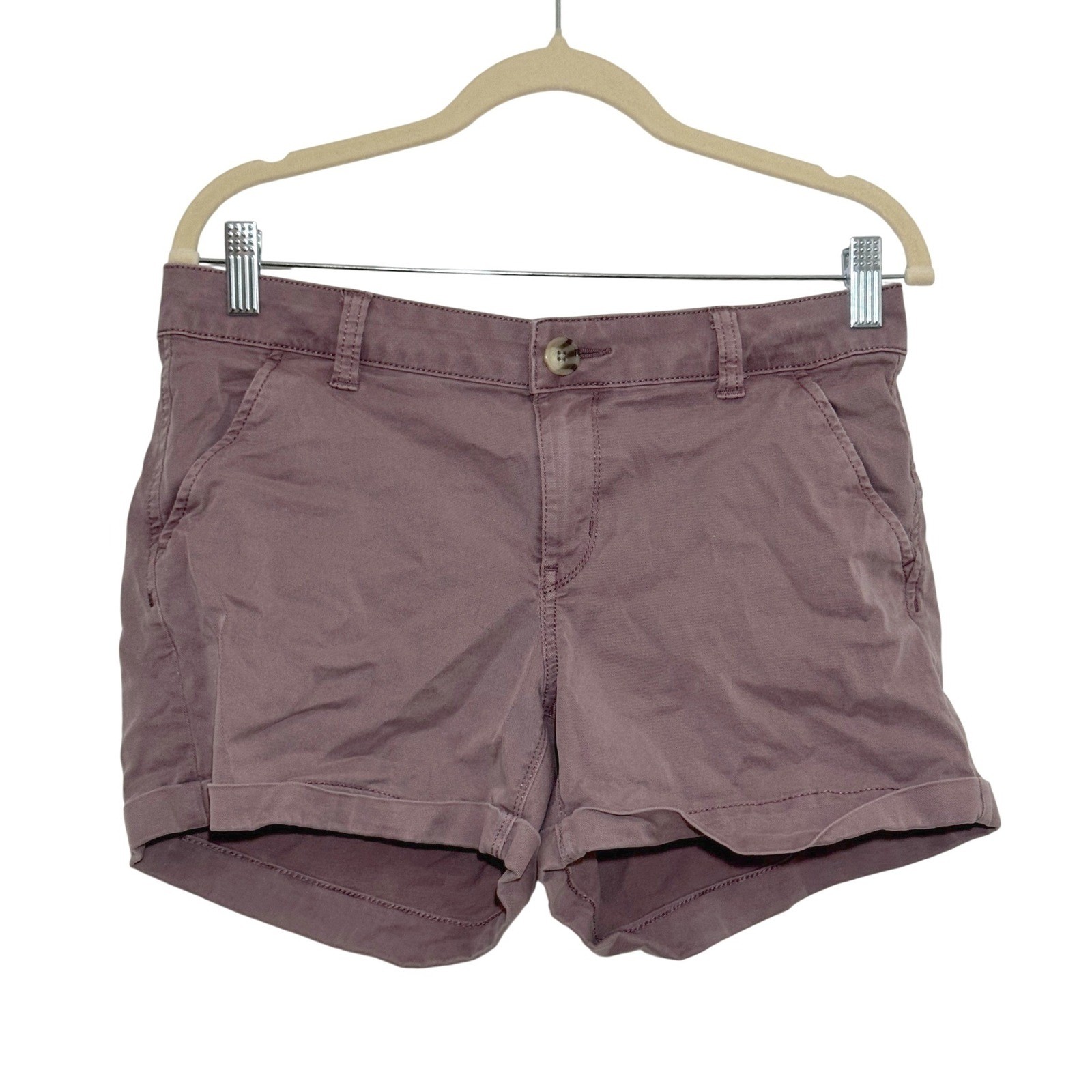 SO Favorite Midi Low Rise Shorts Mauve Purple Cuffed Chino Size 9
