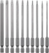 Security Torx Bit Set 11PCS 1/4 Inch Hex Shank 4 Inch/100 Mm Length S2 Steel Tam