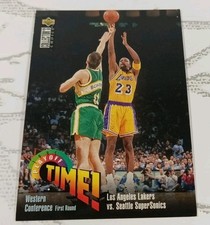 BASKETBALL CARD UD CC PLAYOFF TIME LOS ANGELES LAKERS VS. SEATTLE SUPERSONICS
