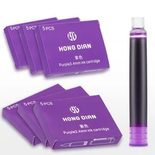 Fountain Pen Purple Ink Cartridges, 30-Pack, 3.4mm Bore Diameter Refill Set