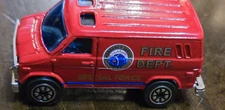 2.5" Welly No 1112 Fire Dept. Emergency Service Van Red Die Cast Toy Car Vehicle