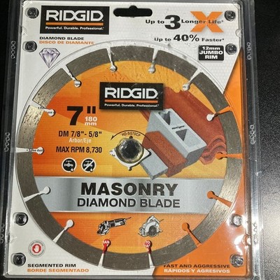 RIDGID 7-inch Segmented Rim Masonry Diamond Blade, 12mm Jumbo Rim