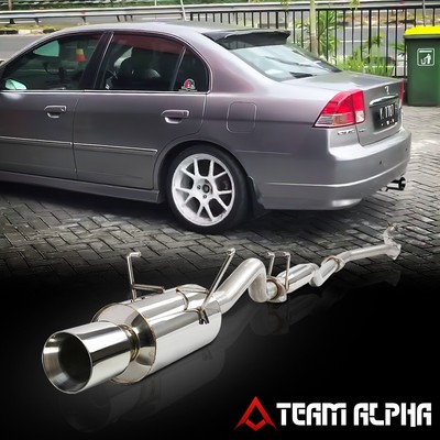 Fits 2001-2005 Civic DX/LX ES [4'' BEVELED TIP MUFFLER] SS Catback Exhaust System