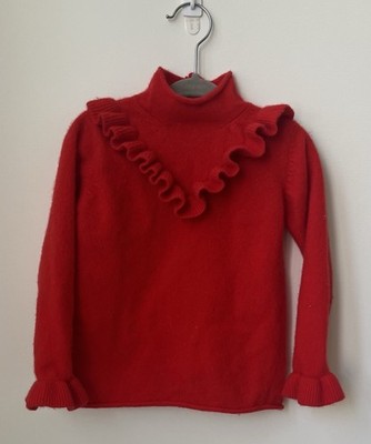Il Gufo Wool Red Ruffled Turtleneck Sweater Size 5 Years