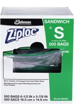 Ziploc Sandwich Bags 500 Bags/Carton (682255) 458108