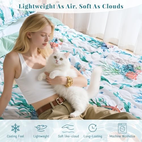 Cooling Quilts Queen Size Cooling Comforter for Hot Sleepers Summer Coastal - Imagen 6 de 7
