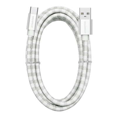 #ad Liquipel Powertek Pastel Plaid USB A to USB C White $7.20