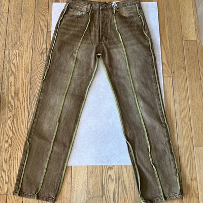 MNML 32  X 32  Sergad Baggy Denim Jeans. Brown Button Fly