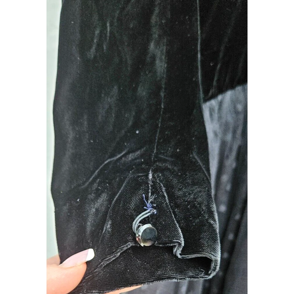 Vintage Dress Small Black Velvet Tulle Sheer Polka Dot Goth Witchy Whimsy 80s - Image 4 of 4