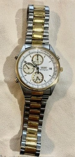 Beautiful Vintage Seiko 7T32-7C60 Alarm Chronograph Quartz Men's Wristwatch 39mm