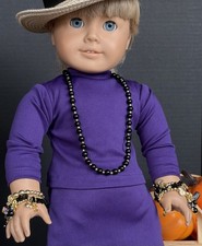 Handmade Genuine Black Onyx & Gold Filled Necklace & Bracelet Set For 18&rdquo; Dolls