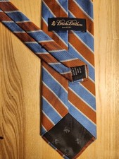 Brooks Brothers Makers tie, beautiful light blue and red/brown repp, classic 