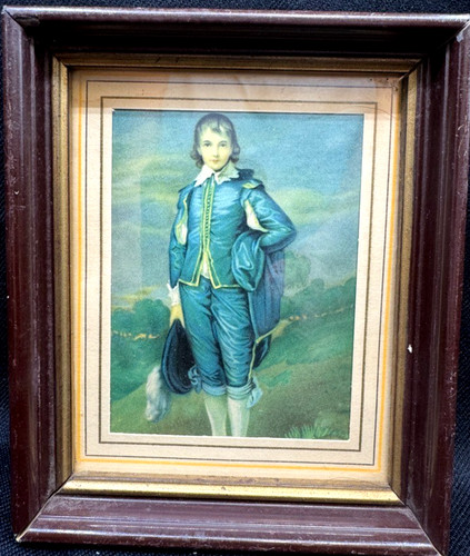 VTG 1960's miniature Masters "Blue Boy" By Gainsborough 2  framed print 6x7"