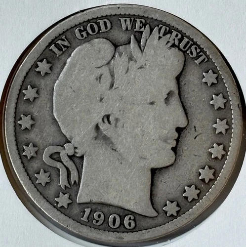1906 Barber Half Dollar Silver Coin 50C Circulated Denver Mint Business Strike26