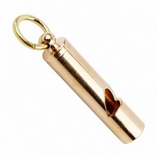 Brass Signal Whistle - Small Whistle With Bright Tone Including Leather Strap