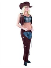 CHARADES BROWN CHAPS  VEST COWBOY COSTUME WOMEN'S LARGE 11-13 01742