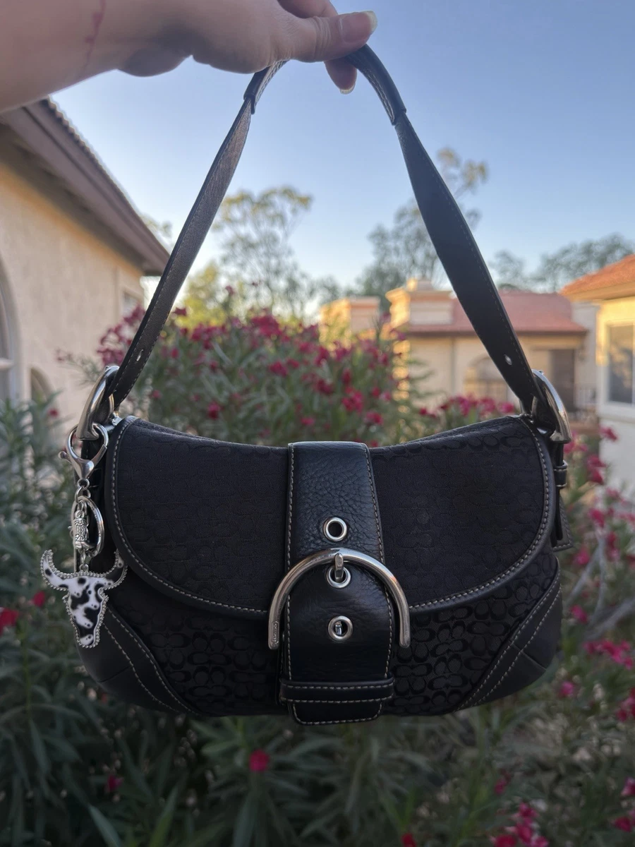 Vintage Coach Soho Small Flap Bag #6818 - Black Signature Jacquard
