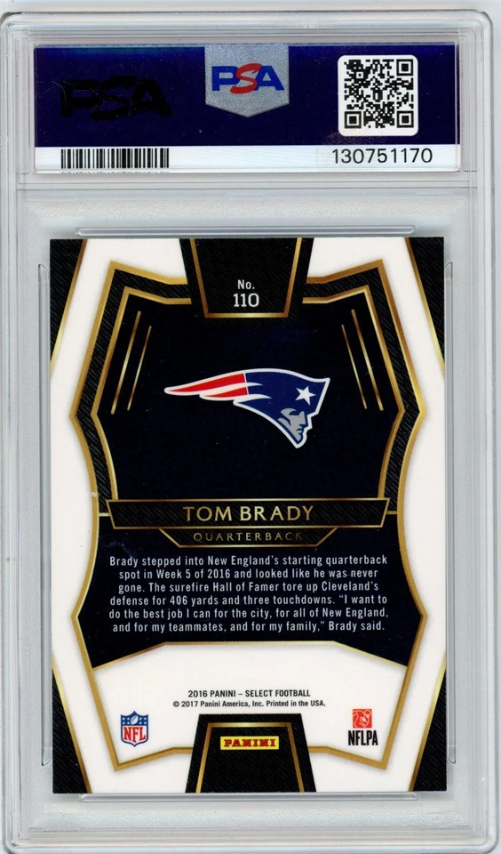 2016 Panini Select TOM BRADY #110 Prizm Silver SP PATRIOTS GOAT PSA 8 NM-MT N491 - Image 2 of 3