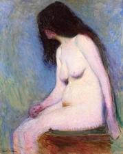 Antique Painting 'Marius Chambon' Nude Woman Art Nouveau Post-Impressionism