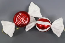 Vickerman 8" Red-White-Green Flat Peppermint Candy Christmas Ornament - (2 pcs)
