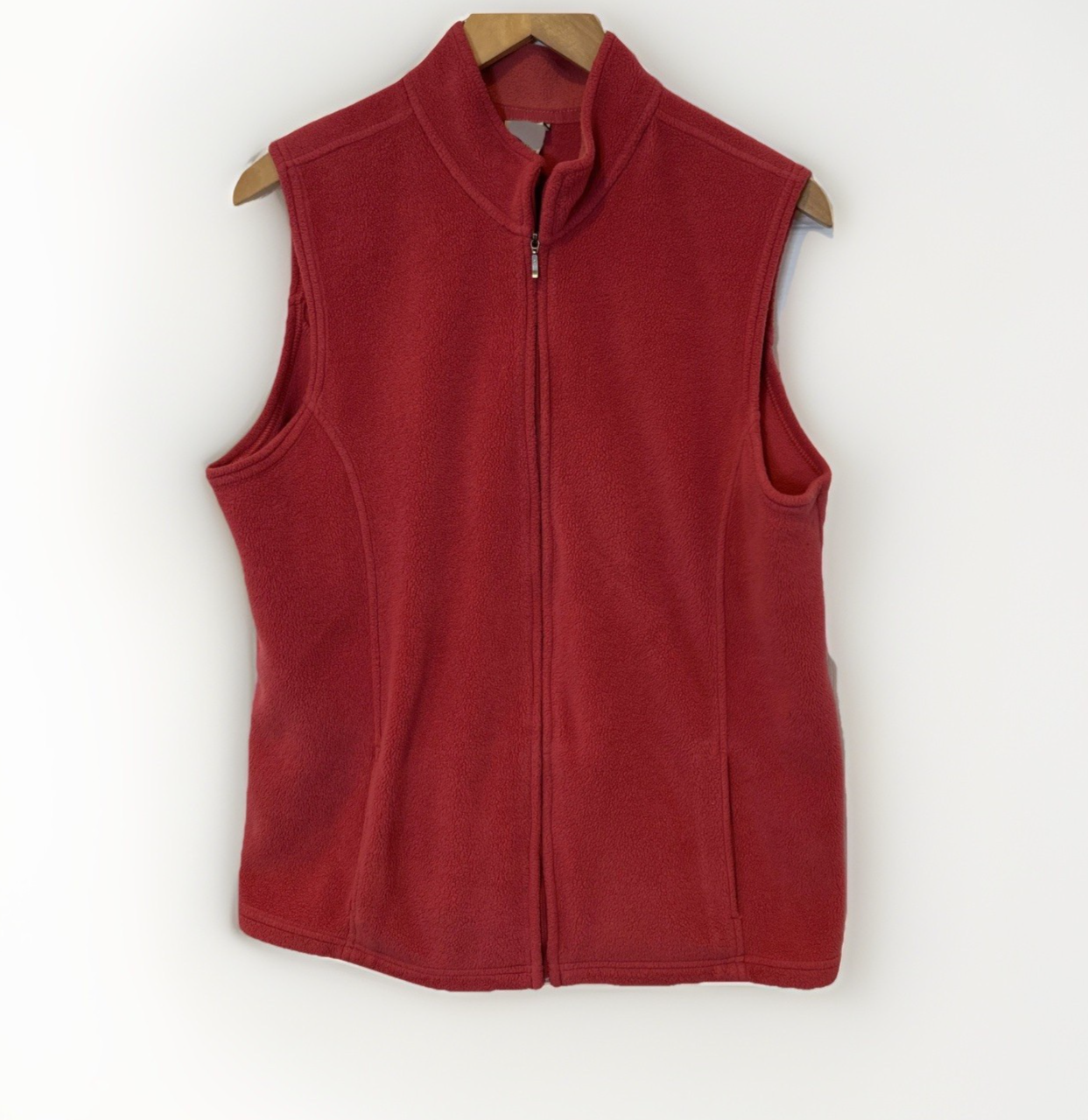 LL Bean Womens Vest XL  Pink Fleece Zip Front Winter Outdoors Heritage Woods