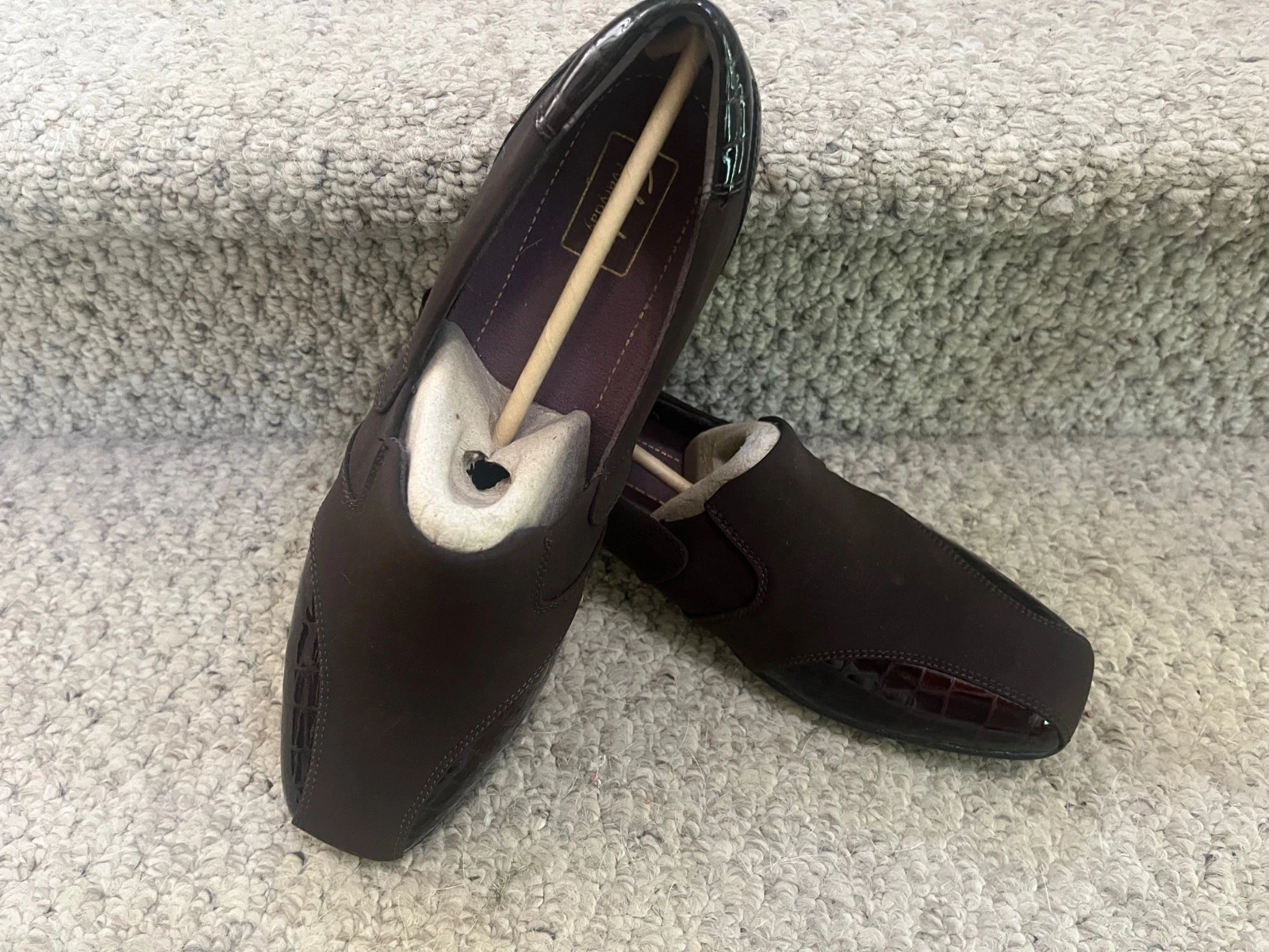 CLARKS scarpa donna 12 M Noreen Will pelle marrone modello coccodrillo nuova con scatola