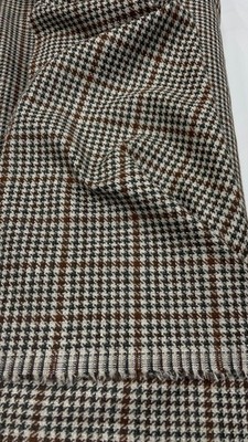 LORO PIANA Woll Karo Stoff beige weiß Hahnentritt Jackentuch 2,40 m