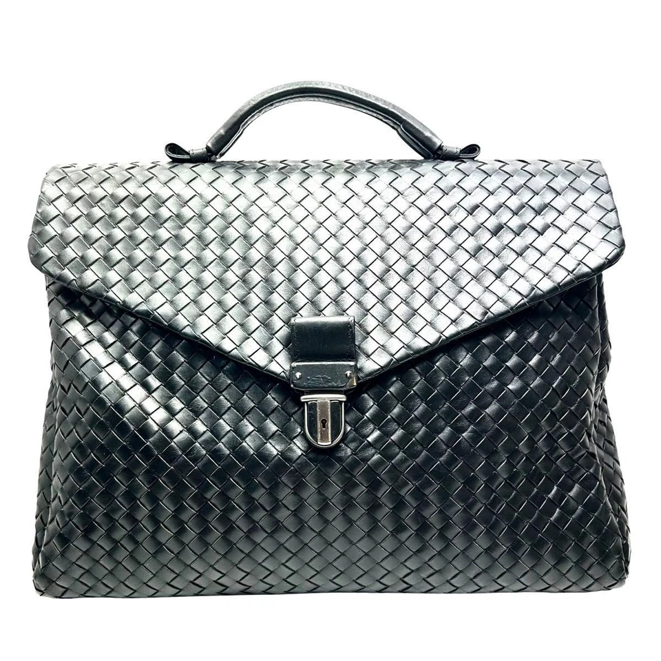 BOTTEGA VENETA Intrecciato Bolso de Negocios Maletín en Cuero Negro Foto 4 de 4