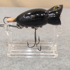 Vintage Fred Abrogast Hula Popper Black Fishing Lure Frog Eye Swimbait Topwater