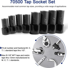 Tap Socket Set 1/4 in and 3/8 in Drive 8 Pieces Magnetic Tap Holders Set Tools