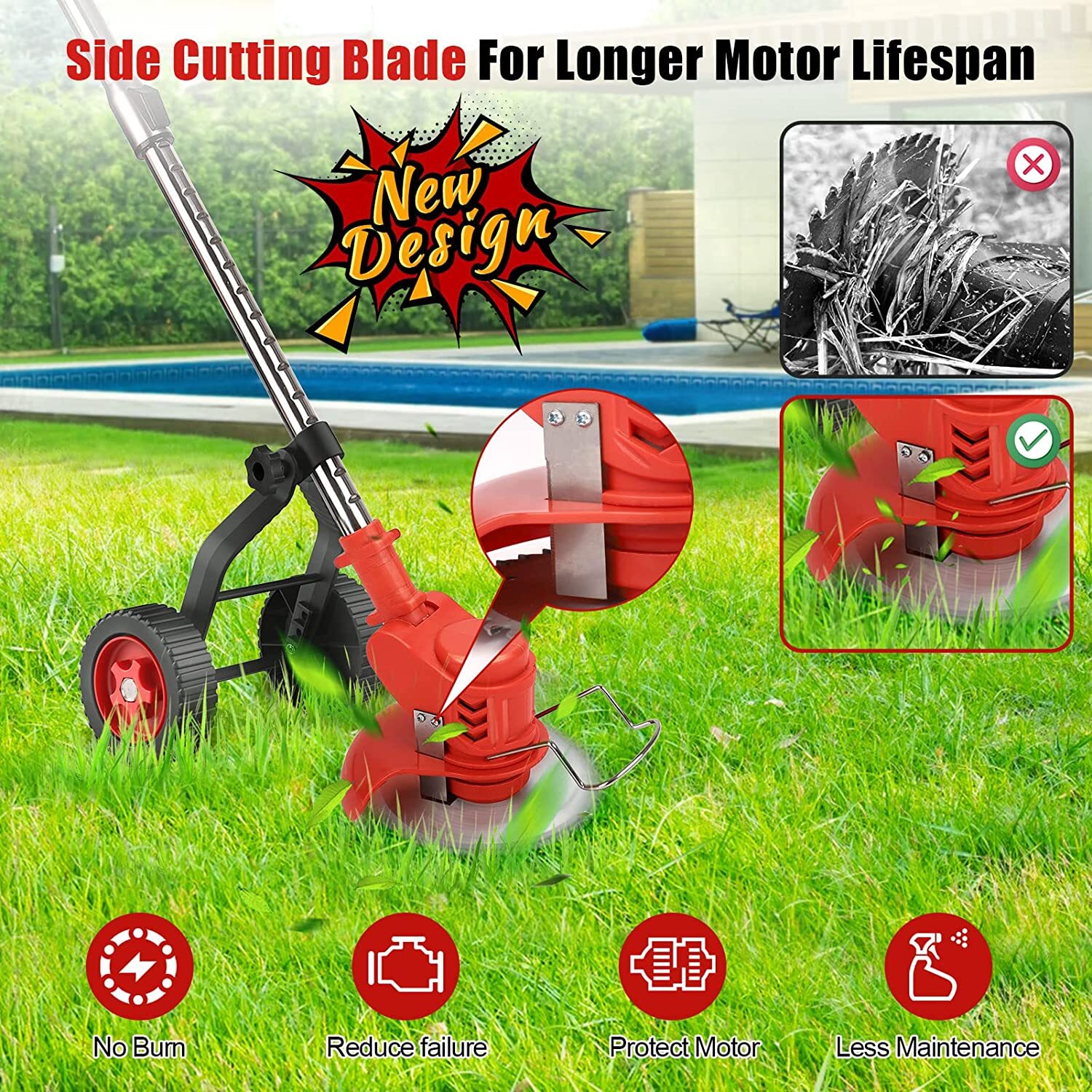Electric Weed Lawn Edger Eater Cordless Grass String Trimmer Cutter + 2 Battery