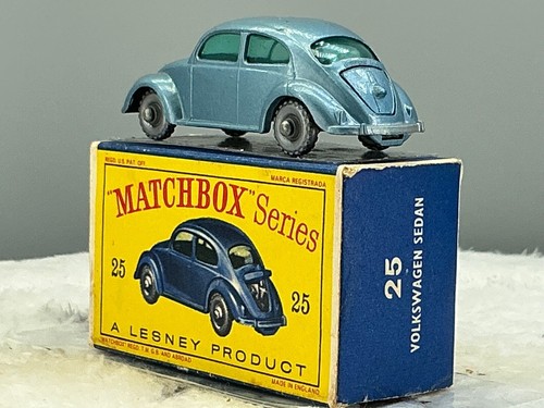 Matchbox Lesney#25B,1960, Volkswagen beetle. SILVER.N,MINTboxed Original - Picture 2 of 17
