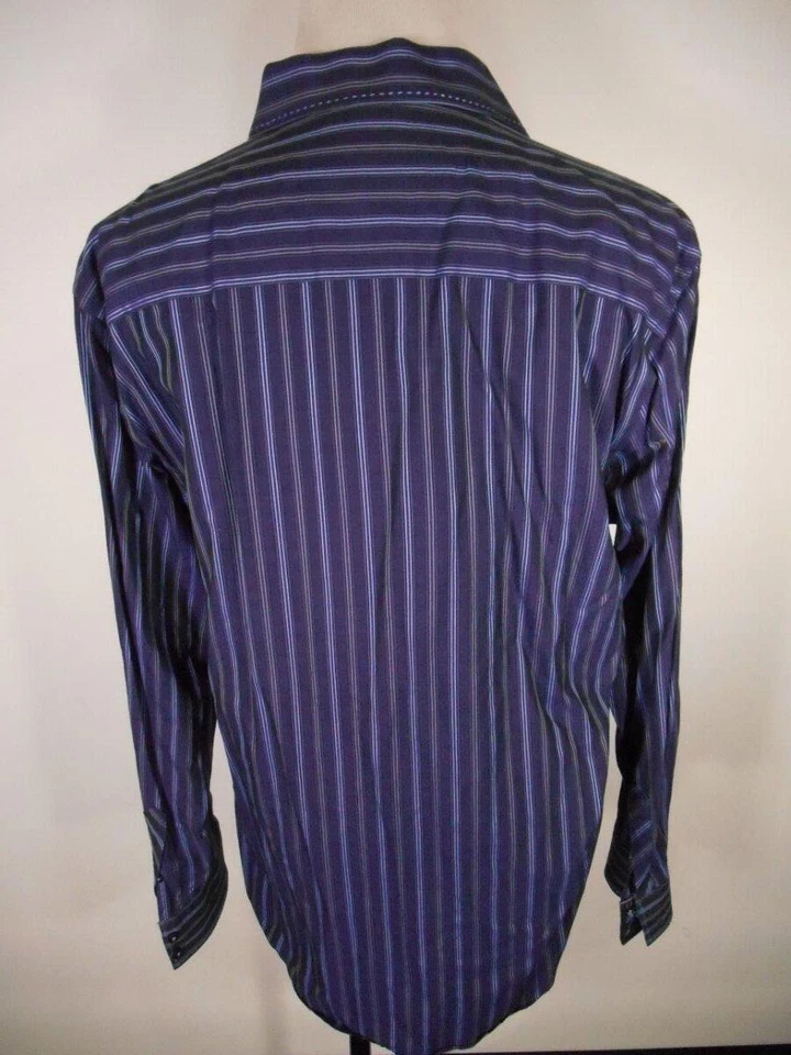 Linda camisa masculina manga longa design listrado azul Zagiri XL - Imagem 4 de 4