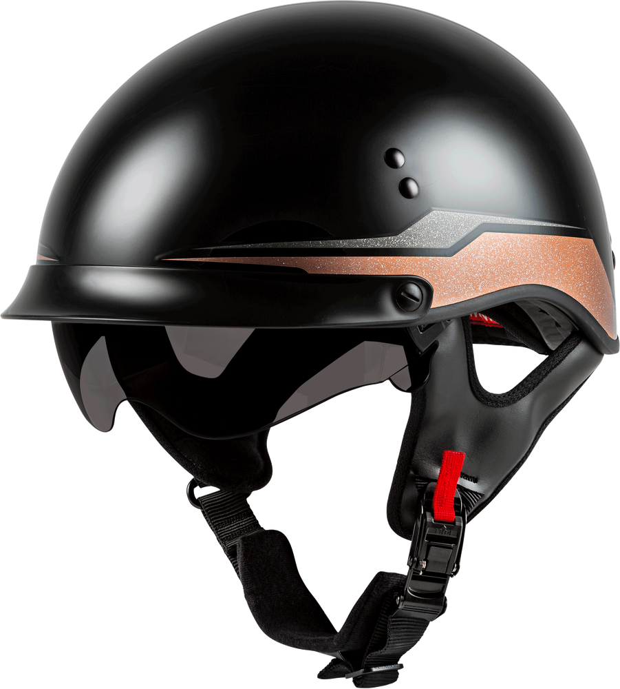 NEW GMAX HH-65 HALF HELMET SOURCE FULL DRESSED BLACK/COPPER XS-72