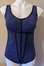 HONEYLOVE Women's Size Large Boldness Bodysuit/Body Contouring Blue/Black NWT
