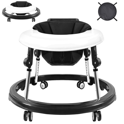 Baby Walker 9-Gear Height Adjustable Infant Toddler with Foot Pads 6-24 Months