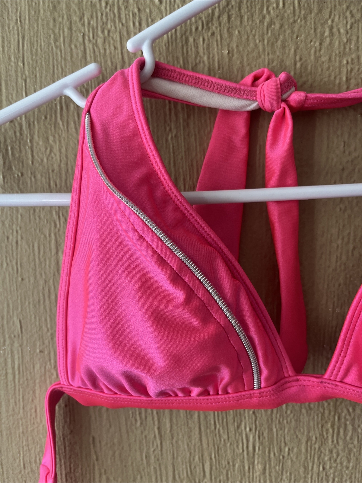 Split Pink zipper track Halter Bikini  swimsuit T… - image 2