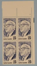SCOTT #2848 29c PLATE BLOCK OF 4 1994 GEORGE MEANY MNH FREE SHIP