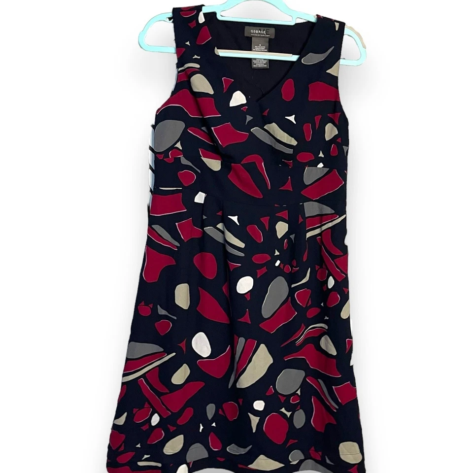 George Mark Eisen A-Line Knee Length Dress Womens 6 Multicolored Abstract Casual - Image 2 of 4