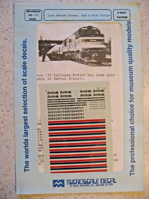 Microscale Decal N 60-191 Late Amtrak Diesels - Red and Blue Stripes