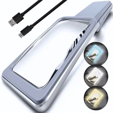 6X Rechargeable Magnifying Glass 3 Color Light Modes for Reading & Low Vision