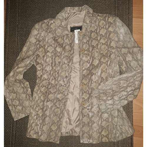 SALE! GORGEOUS! Made in Italy Vera Pelle Snakeskin Print Leather Blazer Sz 46/L - Picture 9 of 10