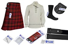 Men Scottish 9 Piece 8 Yards Kilt Outfit with Sporran, MacDonald Tartan