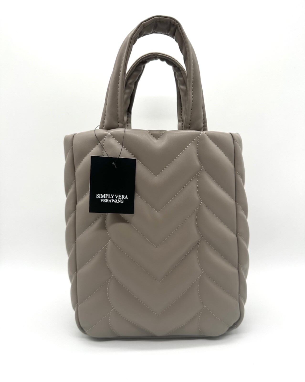 Mini Bolso de Mano Simply Vera Wang Isabella Edredón Trenzado Gris Roca Luna Nuevo con Etiquetas