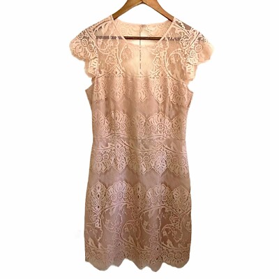 BB Dakota Women's NWOT Jayce Lace Sheath Champagne Cocktail Mini Dress Size  8