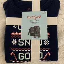 Cat  Jack Long-Sleeve Pajama 2 Pc Set Up To Snow Good Christmas T-rex 12 Months