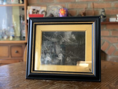 Nude Naked Women bathing in a river by the forest, Gold border :) eBay