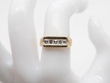 $6000 KEE 5 Natural VS H Asscher Cut 1.50ct Diamond 14k Yellow Gold Mens Ring